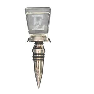 Unbranded Wine Bottle Stopper Silver Monogram Initial E Crystal Top